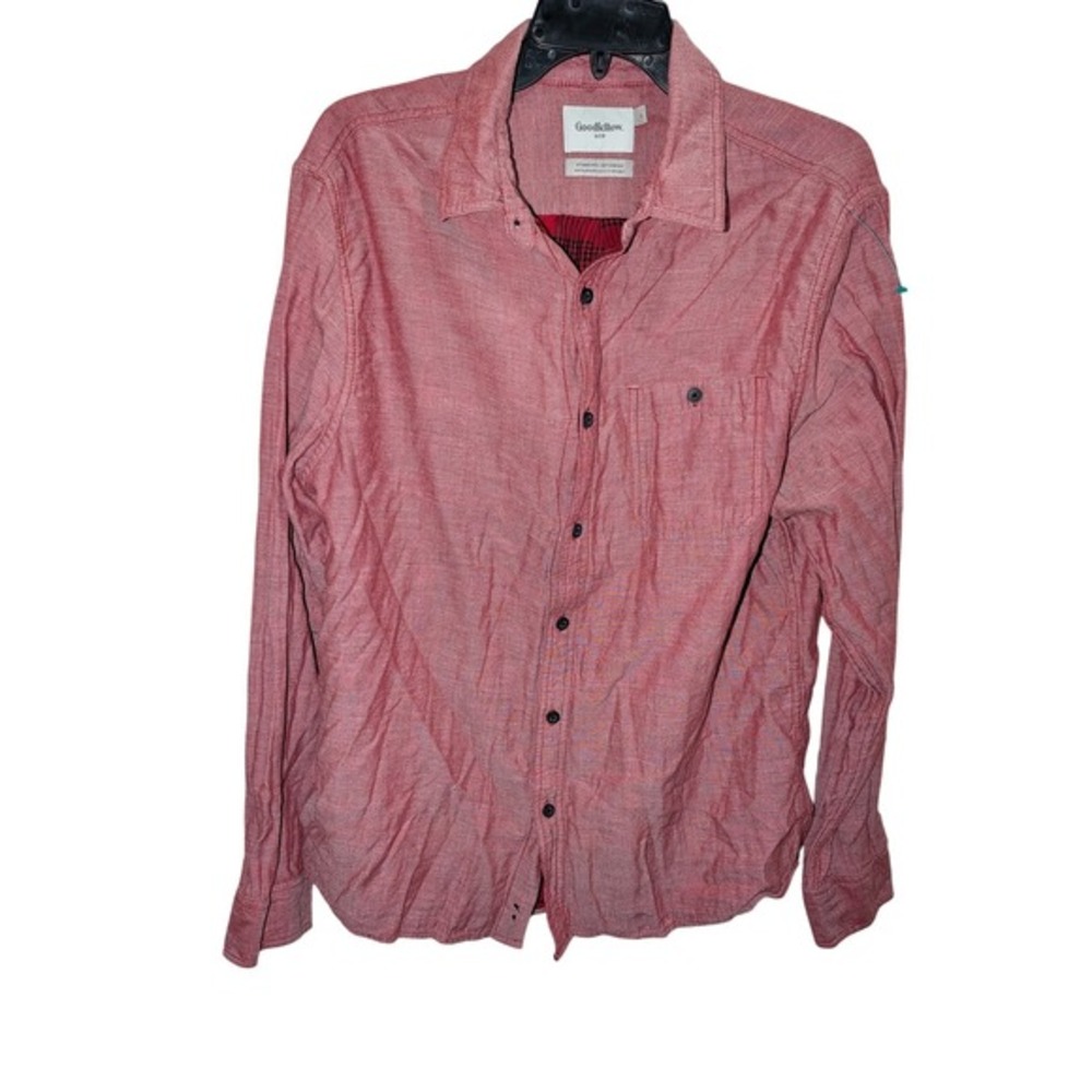 Goodfellow & Co Mens Red Long Sleeve Button Down Shirt Standard Fit Large L
